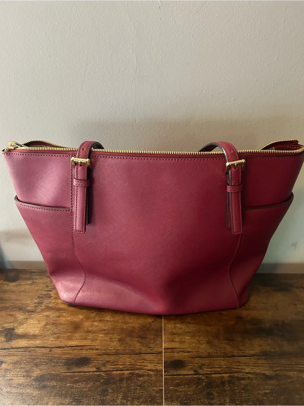 Michael Kors Burgundy Saffiano Leather Tote